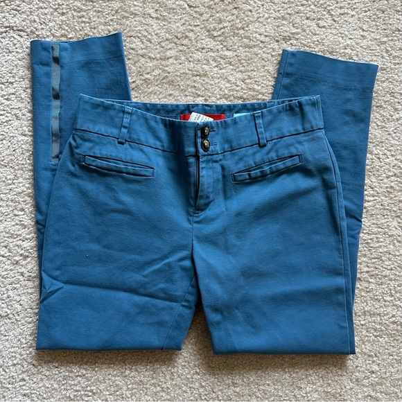 ANTHROPOLOGIE Charlie Trousers Ankle Mid-Rise Teal Pants With Leg Zippers - Picture 6 of 10